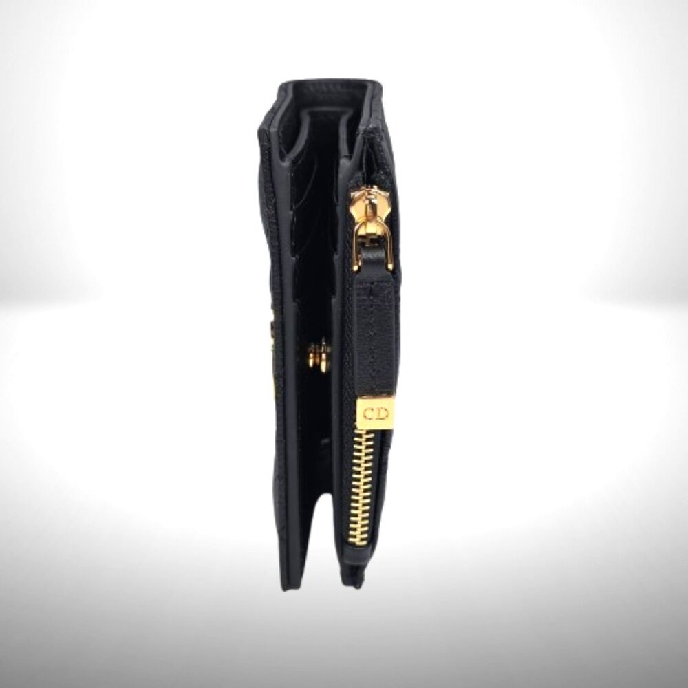 Dior Caro Dahlia Wallet Black Supple Cannage Calfskin - Picture 6 of 8